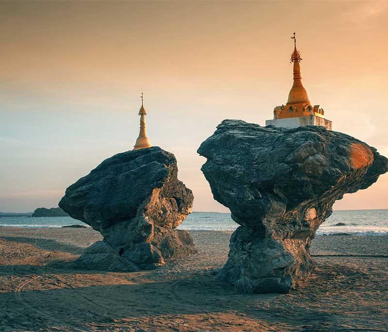 Ngwe Saung Beach, Ayeyarwady Region - A long stretch of sandy beach, perfect for relaxation and water activities.