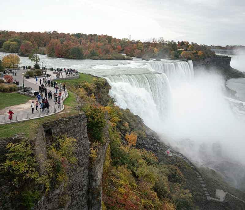 Niagara Falls, New York: Spectacular waterfalls on the US-Canada border, offering boat tours and stunning views.