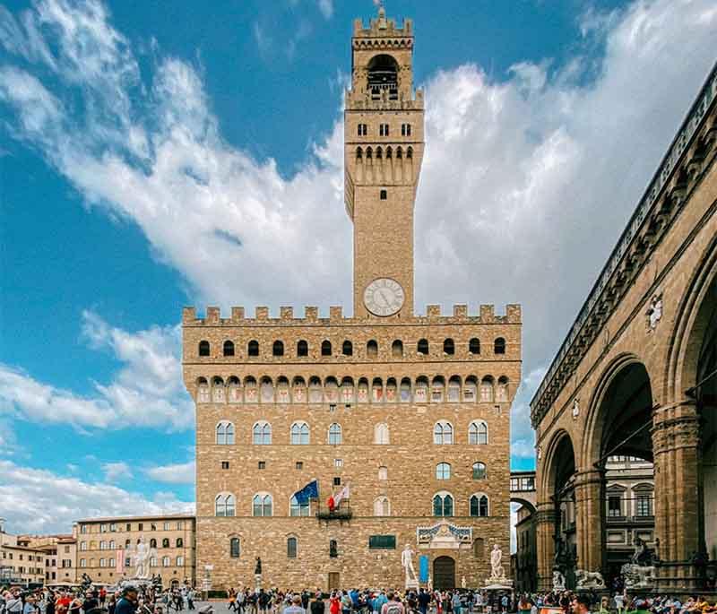 Palazzo Vecchio, Florence, the historic town hall featuring impressive rooms, art, and views from the Arnolfo Tower.