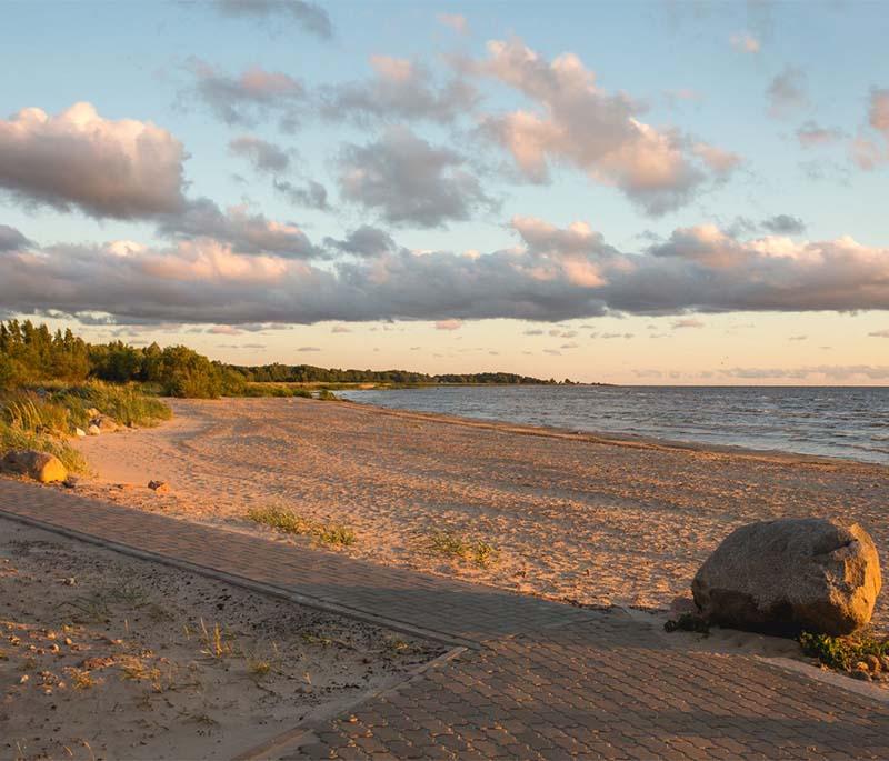 Parnu Beach, a popular summer destination known for its long sandy beach, warm waters, and vibrant beach life.