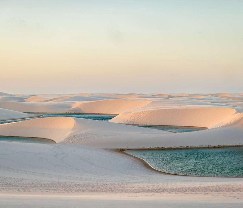 Parque Nacional dos Lençóis Maranhenses, with vast sand dunes interspersed with seasonal freshwater lagoons.