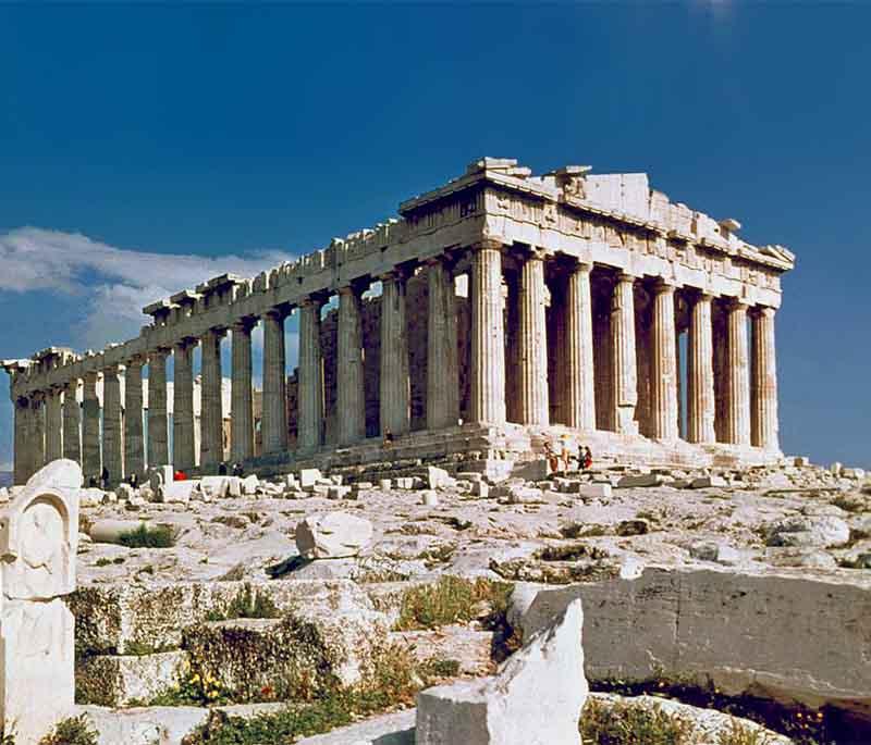 Parthenon, a former temple on the Athenian Acropolis dedicated to Athena, known for architecture and historical significance.