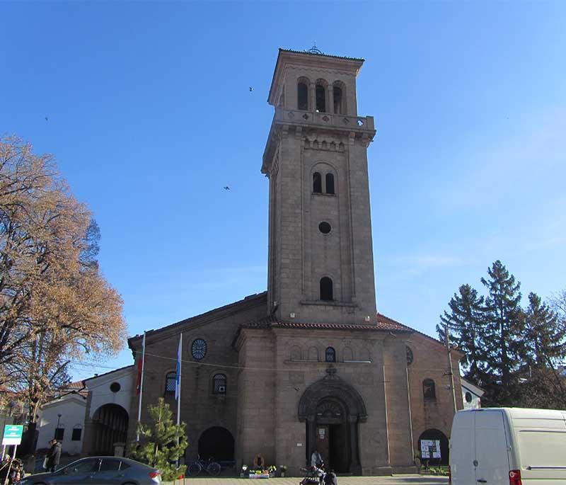 Pazardzhik, featuring the Church of the Holy Mother of God, an important religious and cultural landmark.