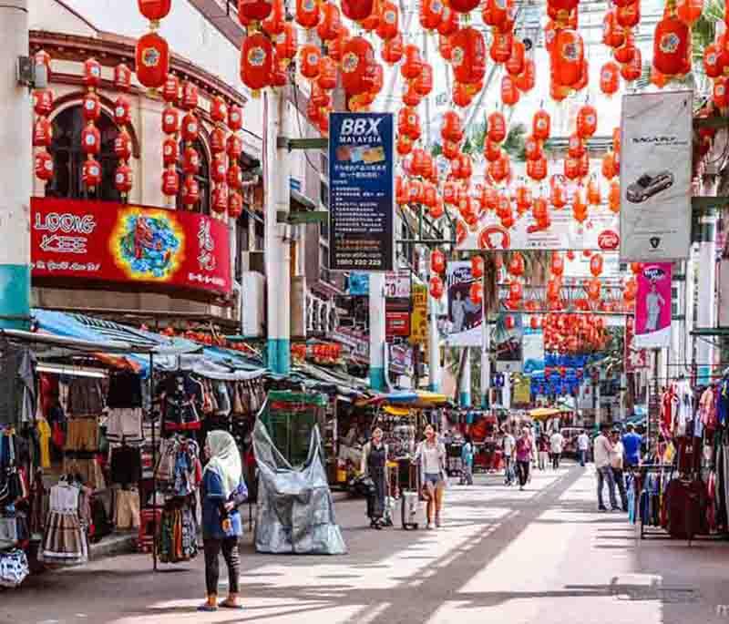 Petaling Street in Kuala Lumpur is the heart of the city's bustling Chinatown, famous for its street food.