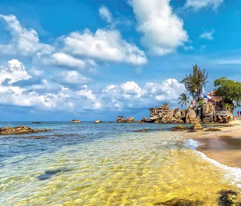 Phu Quoc Island - A tropical paradise known for its white sandy beaches, clear waters, and vibrant marine life.