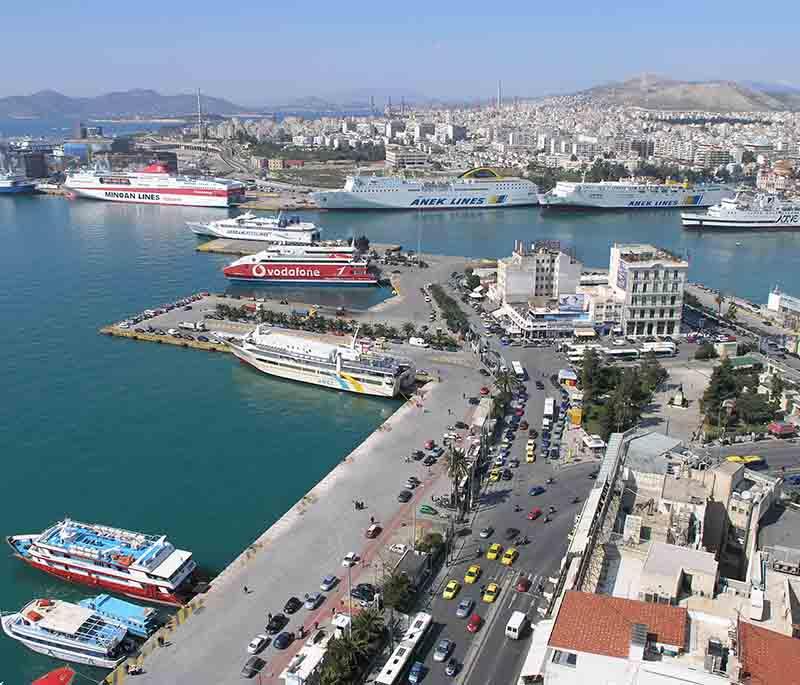 Piraeus, the port city of Athens, known for its bustling harbor, maritime museum, and lively atmosphere.