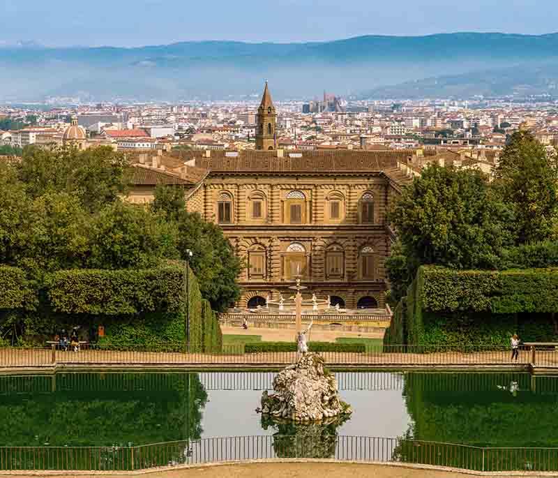 Pitti Palace, Florence, a grand palace housing important museums and galleries, including the Palatine Gallery.