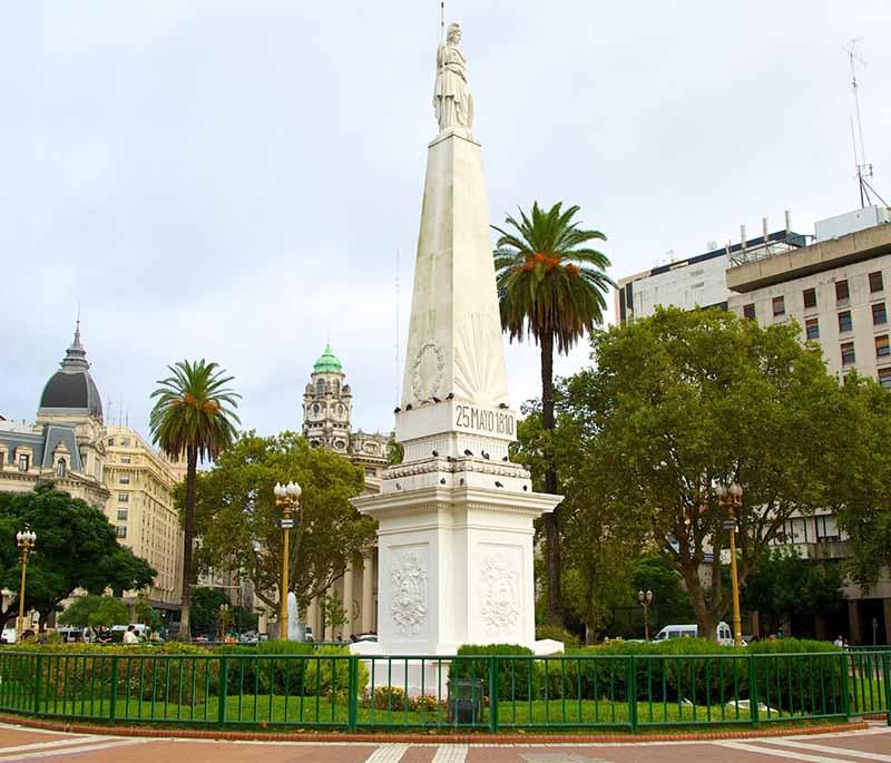 Plaza de Mayo in Buenos Aires, capturing the central square known for its political history and iconic buildings, historic.