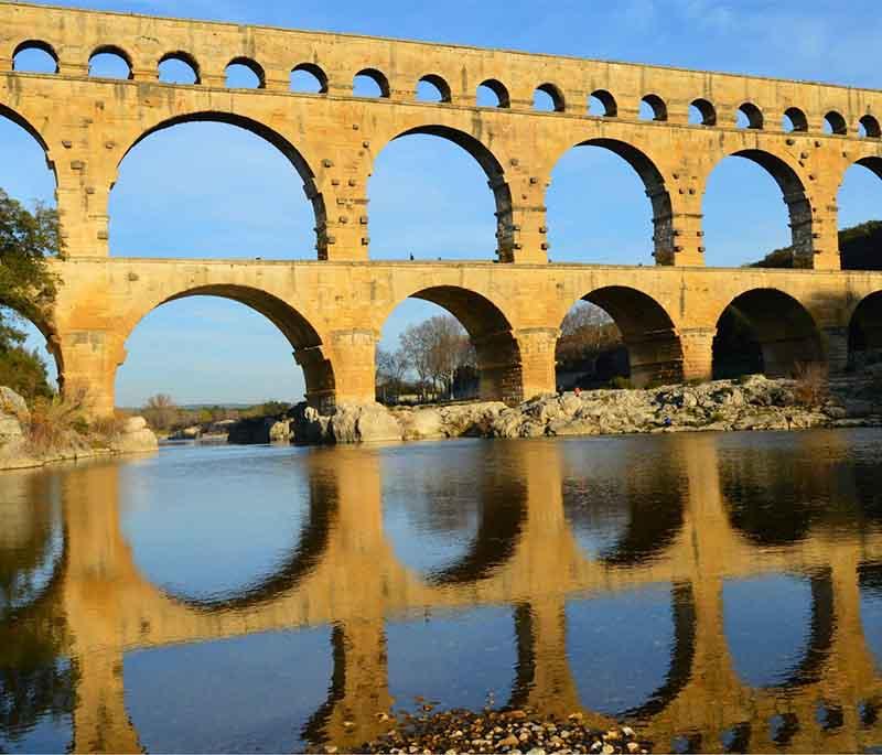 Pont du Gard, Gard, an ancient Roman aqueduct bridge, a UNESCO World Heritage site, and a marvel of engineering.