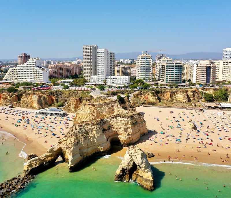 Praia da Rocha - A popular beach in the Algarve, known for its golden sand, stunning cliffs, and vibrant nightlife.