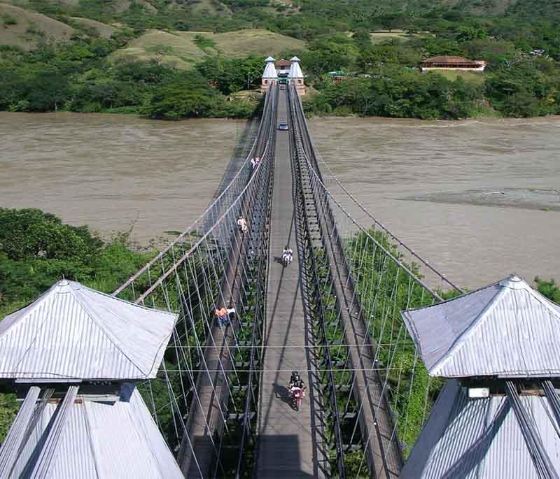 Puente de Occidente, a historic suspension bridge near Santa Fe de Antioquia, known for its architectural significance.