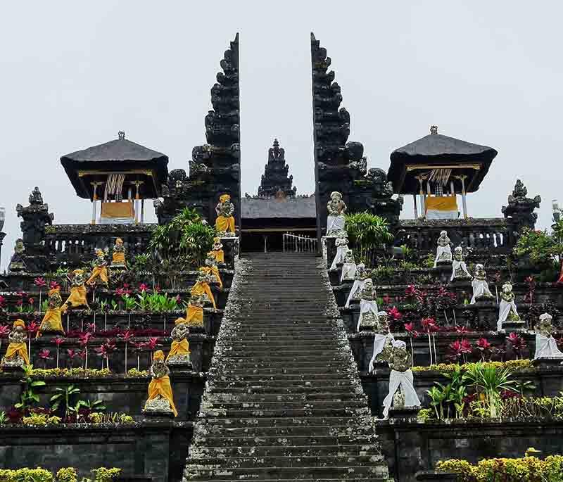 Pura Besakih, Bali, the largest and holiest temple complex on Bali, located on the slopes of Mount Agung.