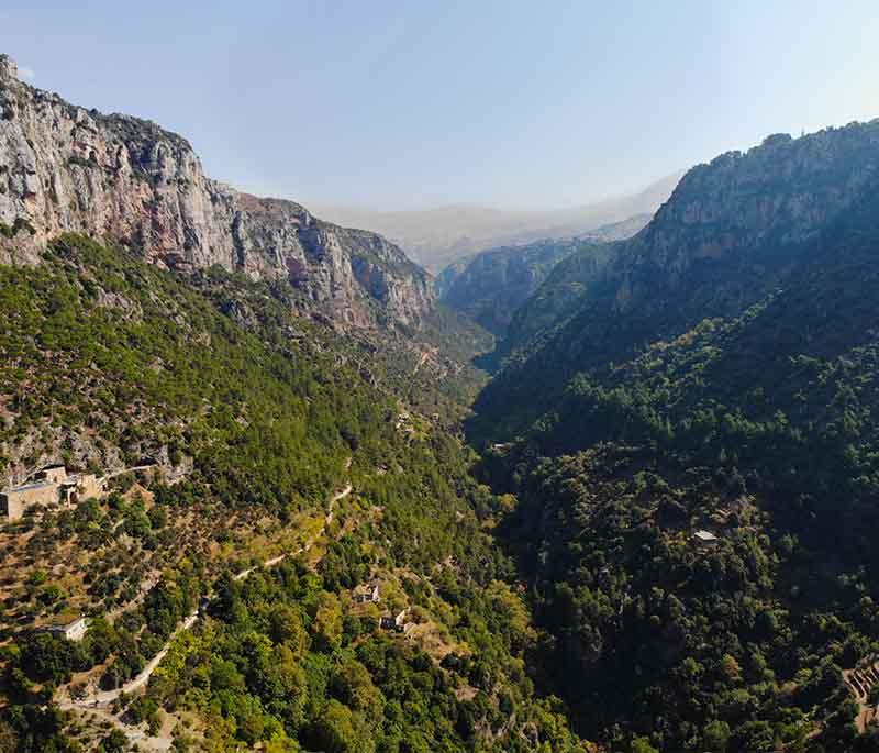 Qadisha Valley (Kadisha Valley), a UNESCO World Heritage site known for its ancient monasteries and stunning natural scenery.