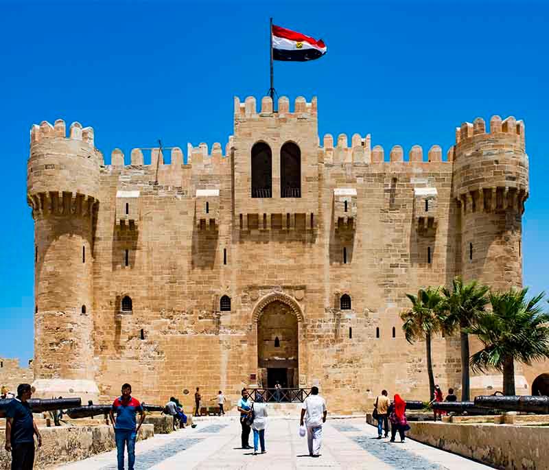 Qaitbay Citadel, a historic fortress on the Mediterranean coast of Alexandria, built on the site of the ancient Lighthouse.