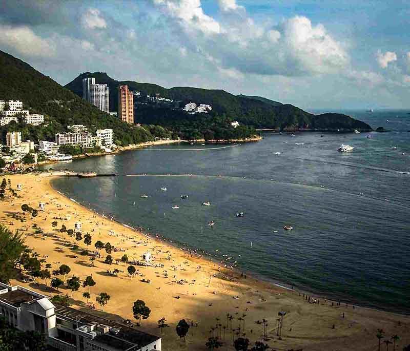 Repulse Bay in Hong Kong, a picturesque beach with calm waters, perfect for relaxation and scenic views.