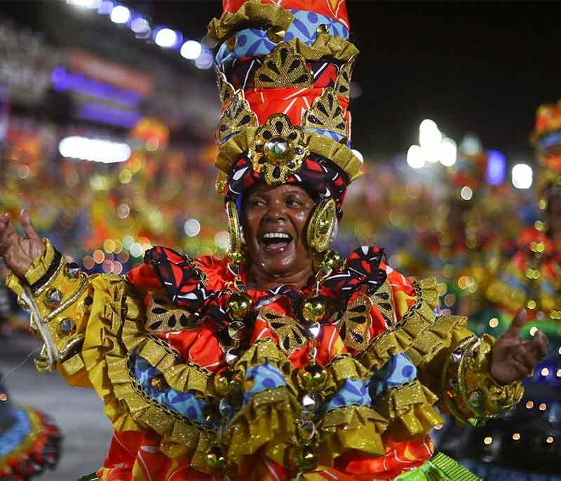 Rio Carnival, one of the world's most famous festivals, known for its spectacular parades, samba music, and vibrant costumes.