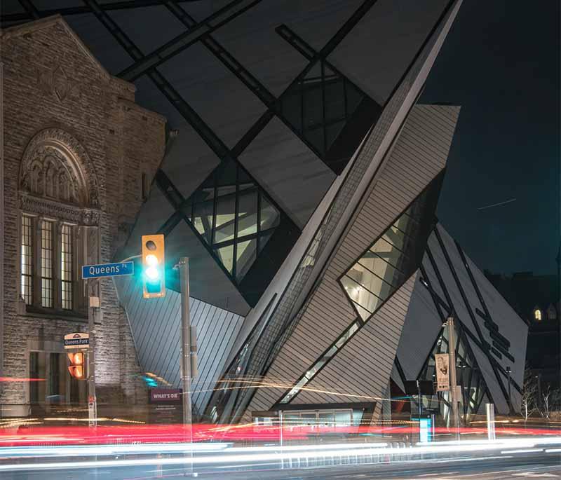 Royal Ontario Museum in Toronto, Ontario, showcases a broad range of cultures and natural history exhibits.