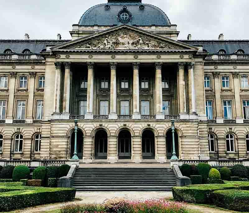 Royal Palace of Brussels, highlighting the official palace of the Belgian monarch with its grand architecture.