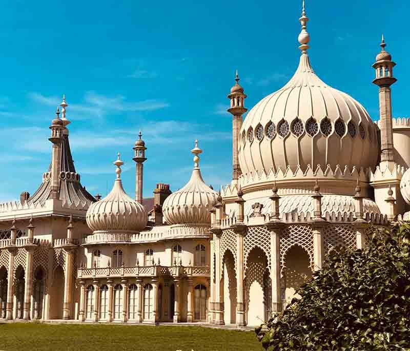 Royal Pavilion, Brighton - An exotic palace with Indian-inspired architecture and lavish interiors, built for King George IV.