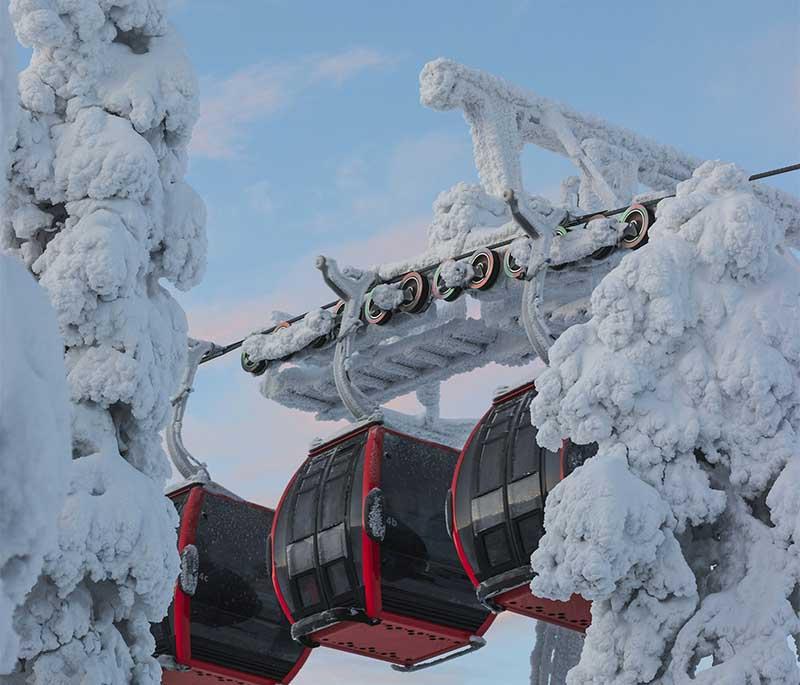 Ruka Ski Resort, Kuusamo, a popular ski destination offering excellent slopes, activities, and stunning Arctic landscapes.