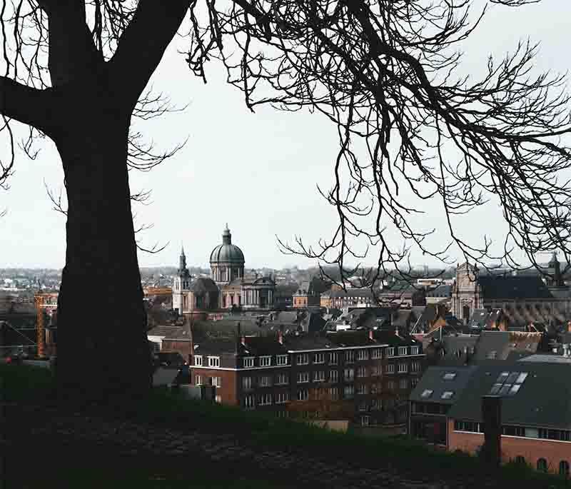 Saint Aubin's Cathedral, Namur, a beautiful Baroque-style cathedral known for its interiors and historical significance.