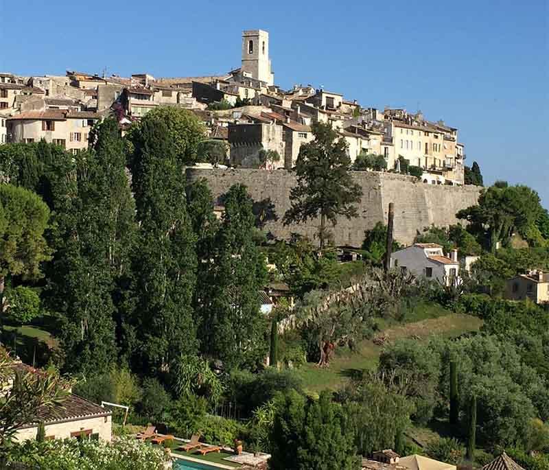 Saint-Paul-de-Vence, a picturesque medieval village known for its art galleries, historic buildings, and views.