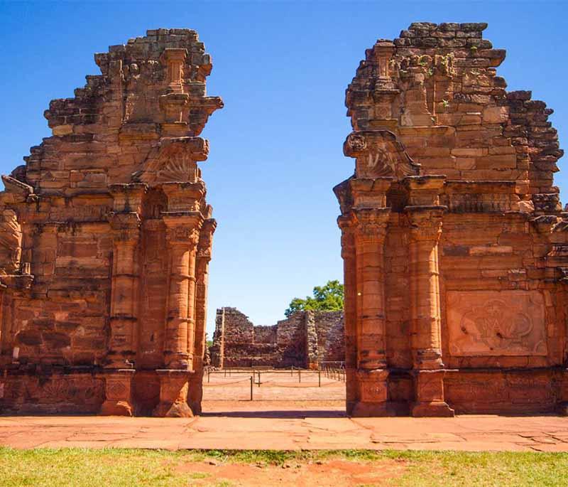 San Ignacio Mini, Misiones: Focusing on well-preserved ruins of a 17th-century Jesuit mission, historic.