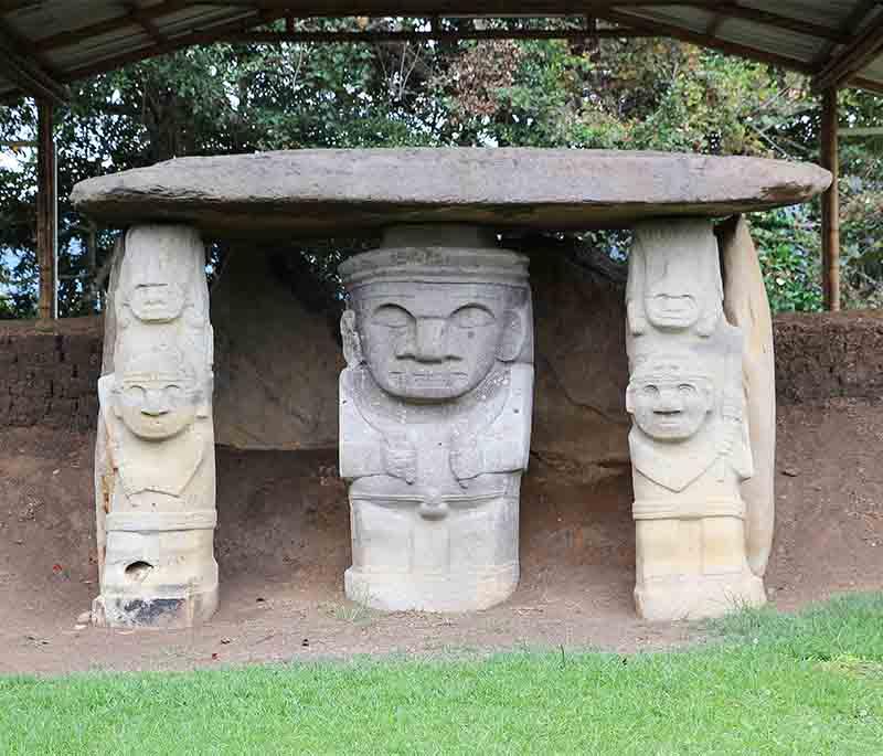 San Agustín Archaeological Park, featuring an important archaeological site in Colombia with ancient statues.