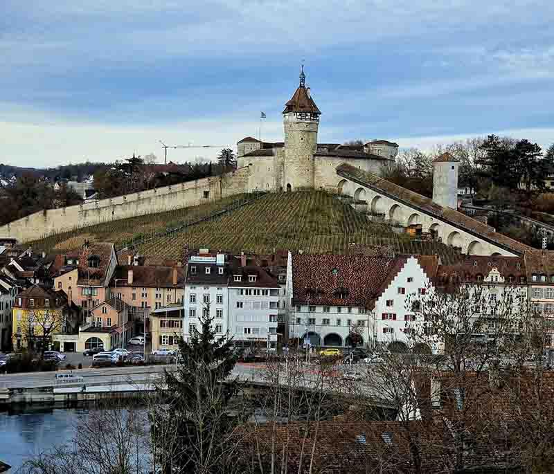 Schaffhausen - A town known for the Rhine Falls and its well-preserved old town with historic buildings.