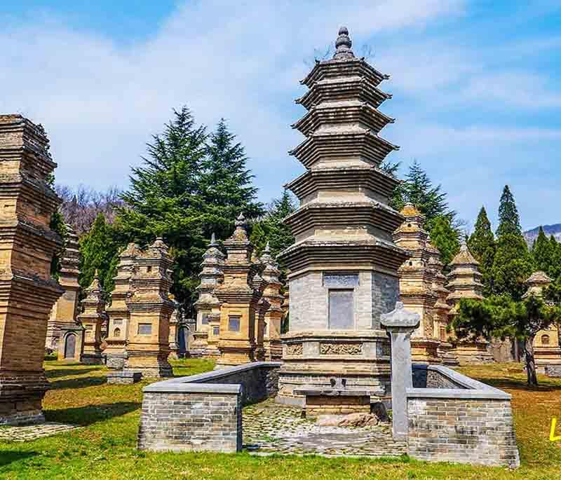 Shaolin Temple and Pagoda Forest in Henan includes a significant collection of pagodas housing the remains of monks.