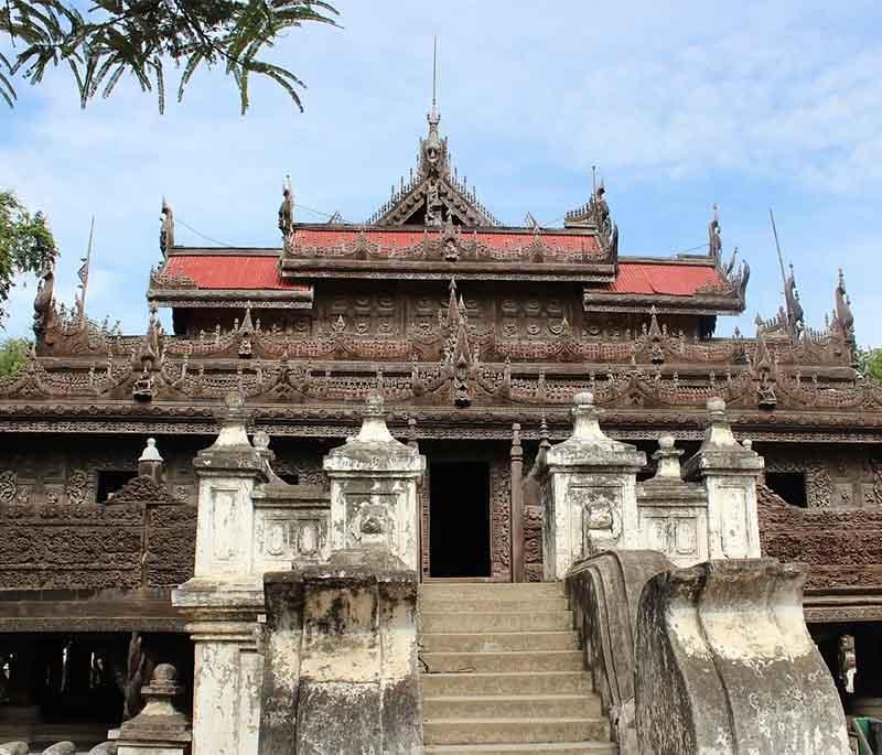 Shwenandaw Monastery, Mandalay - A historic teakwood monastery known for its intricate carvings and serene ambiance.