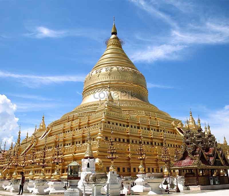 Shwezigon Pagoda, Bagan - A significant pilgrimage site, believed to enshrine a tooth relic of the Buddha.