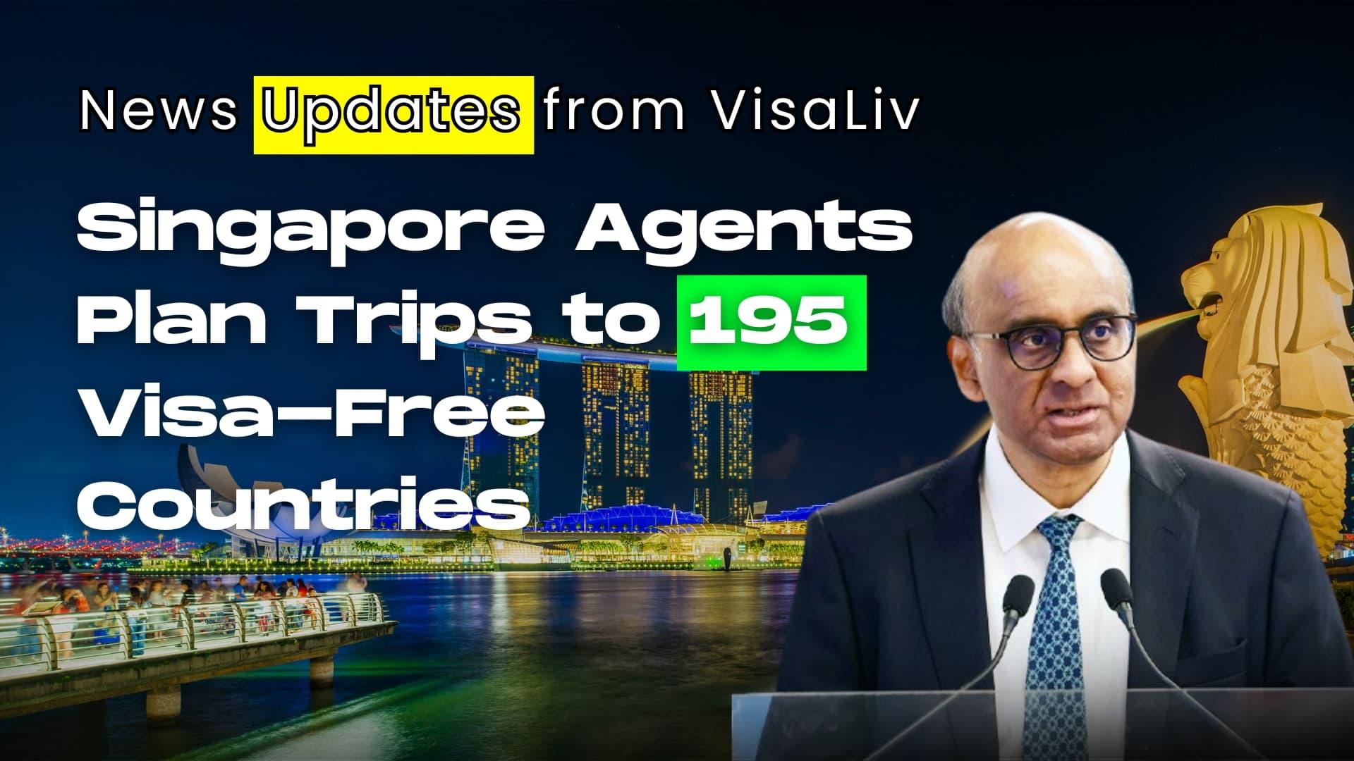 Singapore agents plan trips to 195 visa-free countries, agents discussing global travel opportunities.
