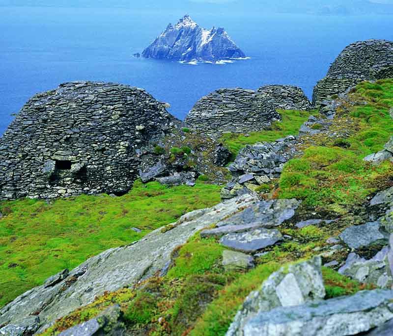 Skellig Michael, County Kerry, a UNESCO World Heritage site featuring a dramatic island with ancient monastic ruins.