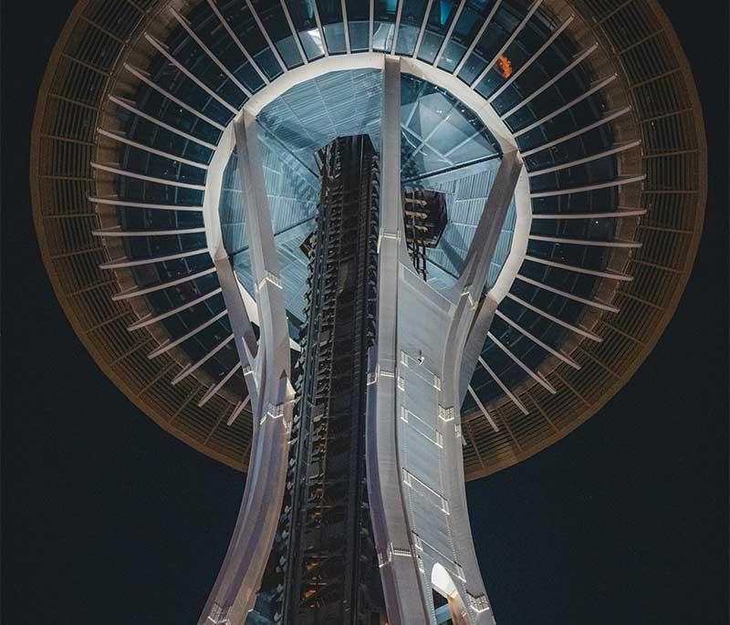 Space Needle, Seattle, Washington - An iconic observation tower offering panoramic views of Seattle and the surrounding area.