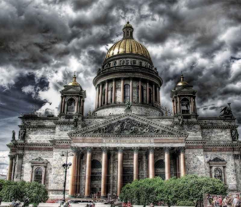 St. Isaac's Cathedral in St. Petersburg is a grand domed cathedral offering stunning panoramic city views.