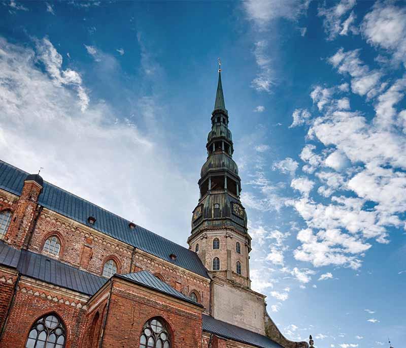 St. Peter's Church in Riga, a historic church known for its tall spire offering panoramic views of Riga.