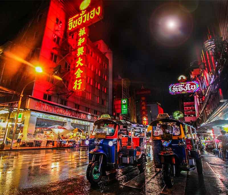 Sukhumvit Road, Bangkok - A major road in Bangkok known for its shopping, dining, nightlife, and bustling energy.