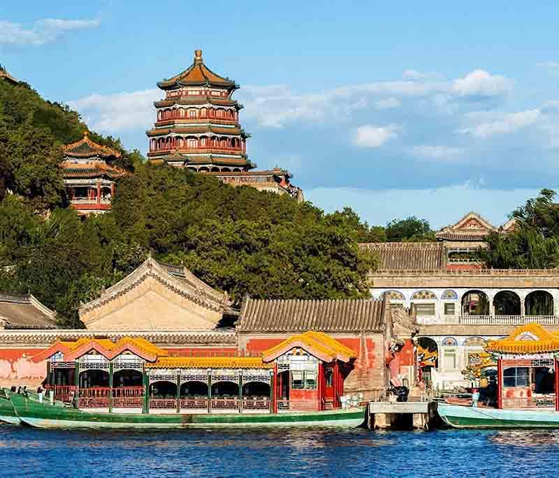 Summer Palace in Beijing, a vast ensemble of lakes, gardens, and palaces, is the largest royal park in China.