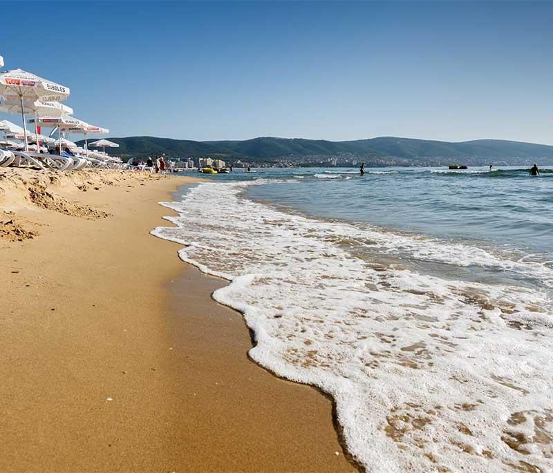 Sunny Beach, a popular seaside resort, offering lively nightlife, sandy beaches, and numerous recreational activities.