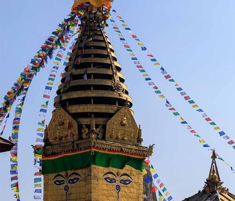 Swayambhunath Stupa (Monkey Temple), Kathmandu: Ancient religious complex atop a hill, panoramic views.