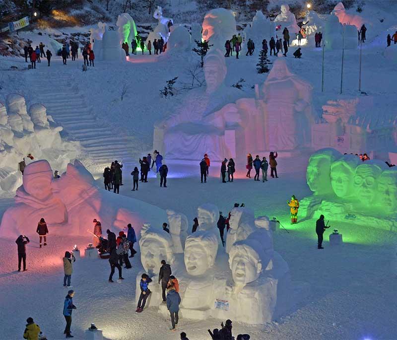 Taebaeksan Mountain Snow Festival, Taebaek - An annual winter festival featuring snow sculptures, ice activities, and events.