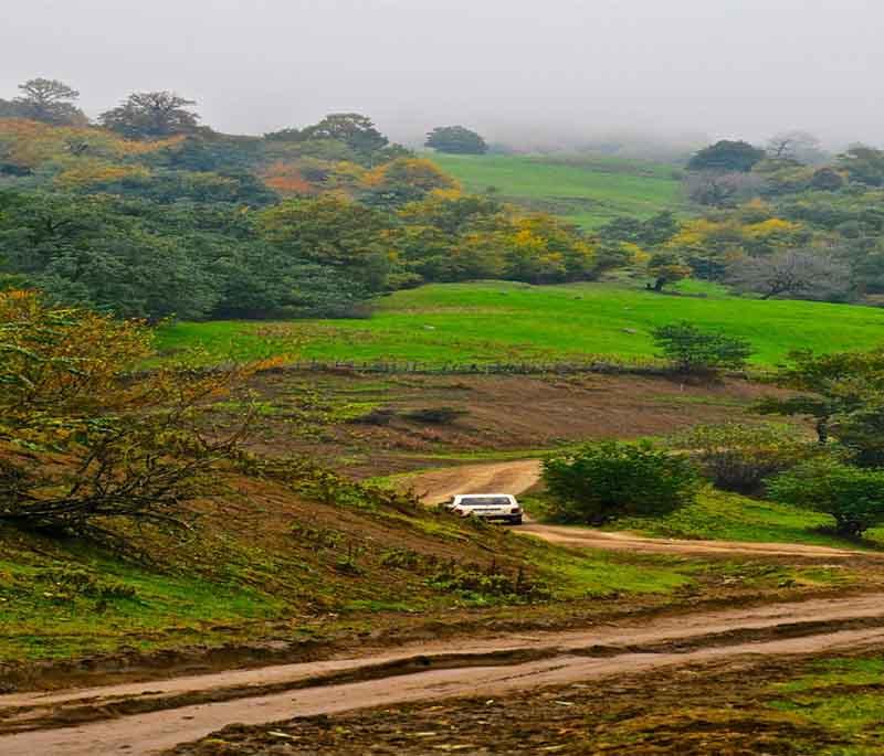 Talysh Mountains, illustrating the lush, forested mountain range that forms a natural border between Azerbaijan and Iran.