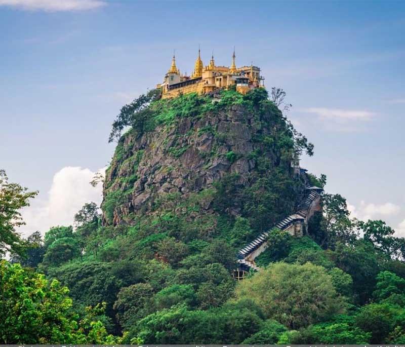 Taung Kalat, Mount Popa - A monastery perched on a volcanic plug, offering spectacular views and spiritual significance.