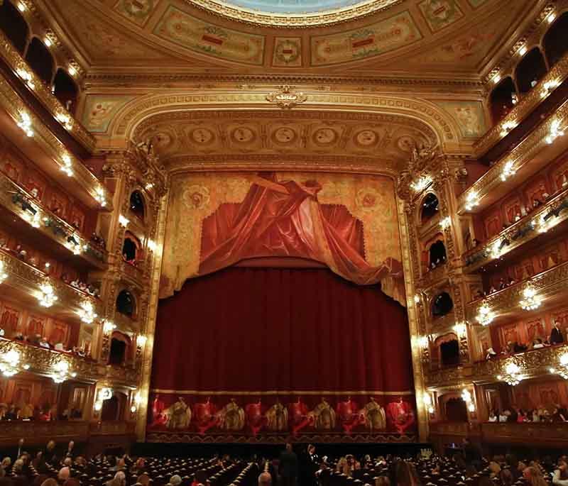 Teatro Colón in Buenos Aires, highlighting the grand architecture and opulent interiors of this famous opera house, grand.