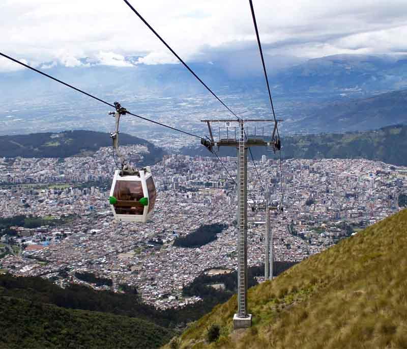 Teleferico in Quito, a cable car ride providing panoramic views of the city and the surrounding Andean peaks.