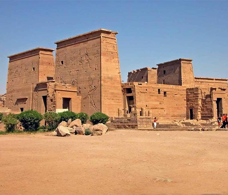 Temple of Philae, a beautiful island temple complex dedicated to Isis, relocated to Agilkia Island to prevent flooding.