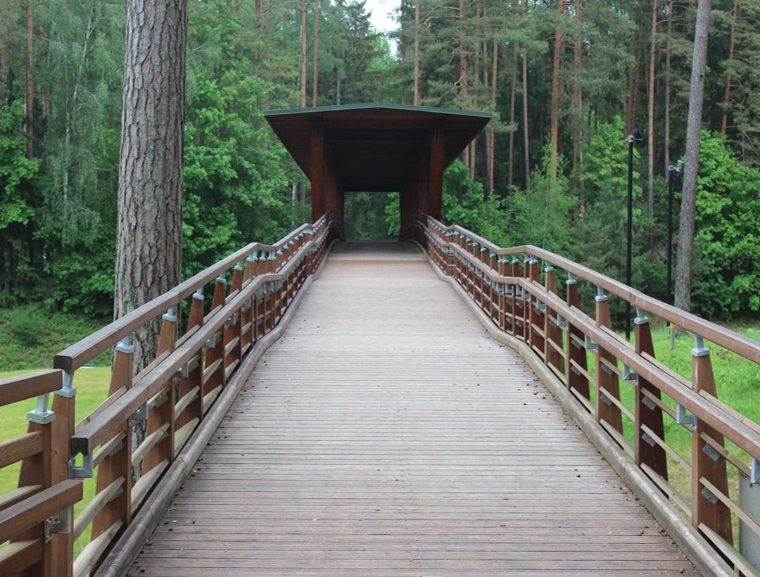 Tervete Nature Park, a large nature park with walking trails, playgrounds, and themed areas inspired by Latvian fairy tales.