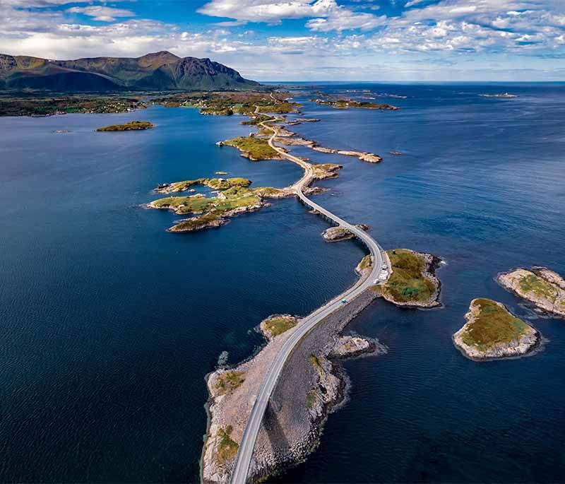 The Atlantic Ocean Road - A stunning coastal road known for its bridges and scenic views, popular for driving tours.