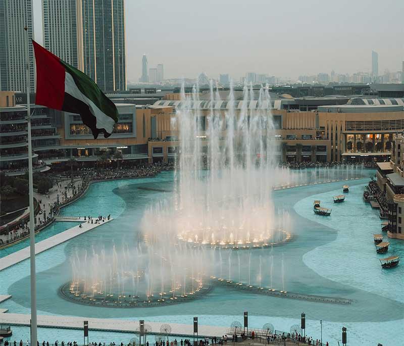 Dubai Fountain, Dubai: Spectacular water display near Burj Khalifa, captivating visitors with its choreography.